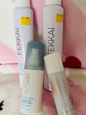 Flower Beauty & FEKKAI Hair/Makeup SprayBundle SettingSpray&VolumeSpray 4 Items